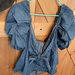 denim going out top